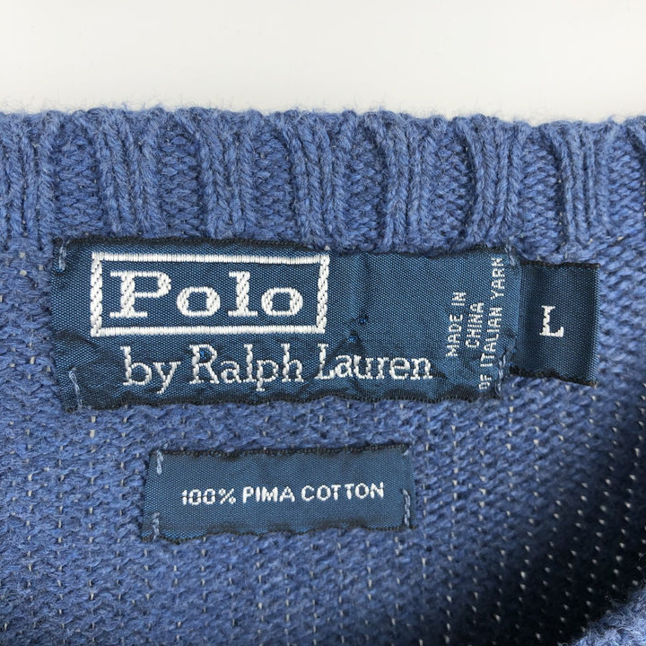 Ralph Lauren POLO by Ralph Lauren Pima Cotton Knit Sweater, Men's Size L Pima Cotton navy blue type Vintage Second Hand