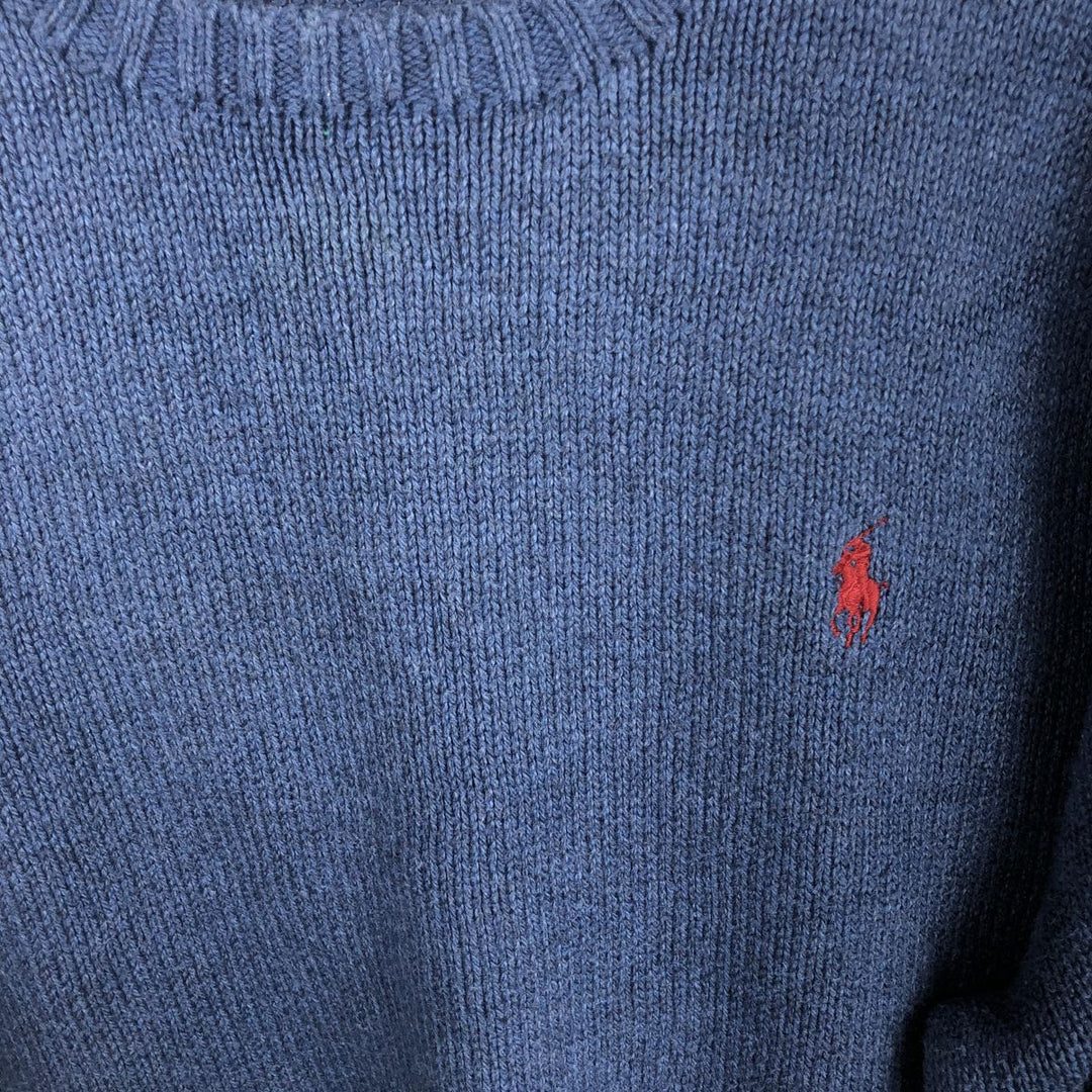 Ralph Lauren POLO by Ralph Lauren Pima Cotton Knit Sweater, Men's Size L Pima Cotton navy blue type Vintage Second Hand