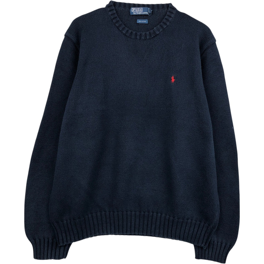 Ralph Lauren POLO by Ralph Lauren Cotton Knit Sweater Men's XL cotton navy blue type Vintage Second Hand