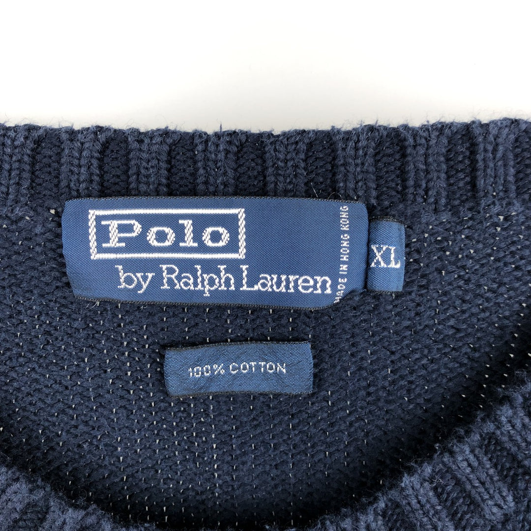 Ralph Lauren POLO by Ralph Lauren Cotton Knit Sweater Men's XL cotton navy blue type Vintage Second Hand