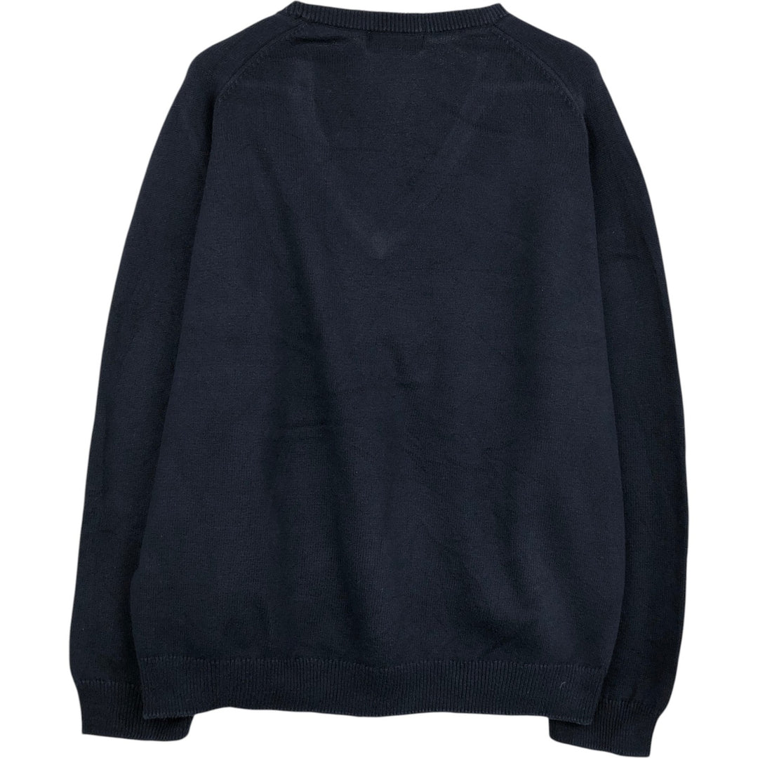 90s-00'S L.L.Bean V-neck cotton knit sweater, men's size XL equivalent, vintage. unclear navy blue type Vintage Second Hand