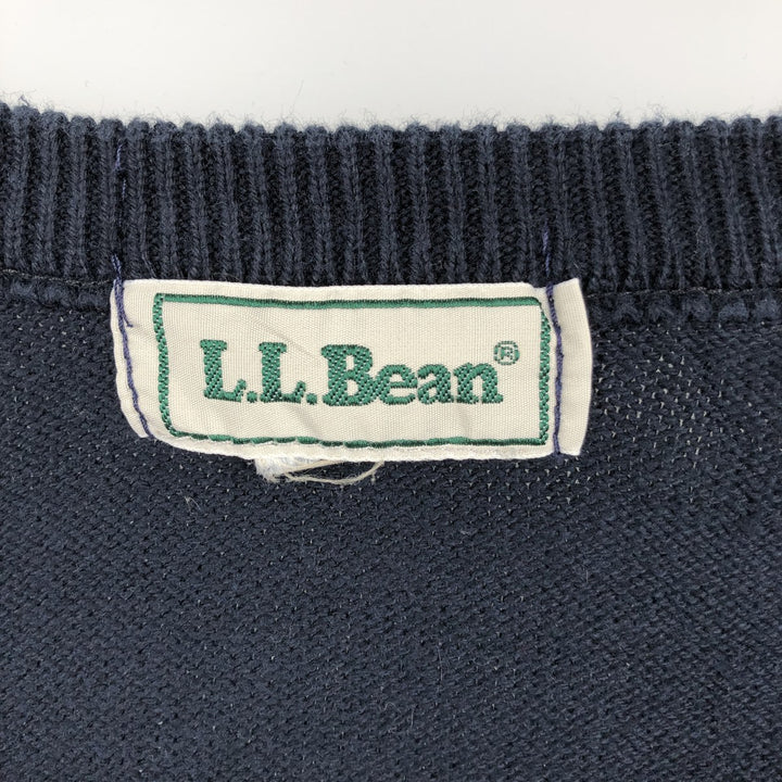 90s-00'S L.L.Bean V-neck cotton knit sweater, men's size XL equivalent, vintage. unclear navy blue type Vintage Second Hand