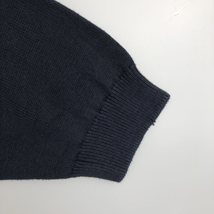 90s-00'S L.L.Bean V-neck cotton knit sweater, men's size XL equivalent, vintage. unclear navy blue type Vintage Second Hand