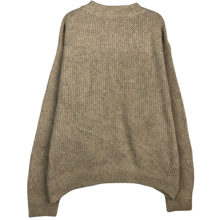 90'S LL Bean Henley Neck Cotton Knit Sweater, Made in USA, Men's Size L (approx.), Vintage cotton pale white type Vintage Second Hand