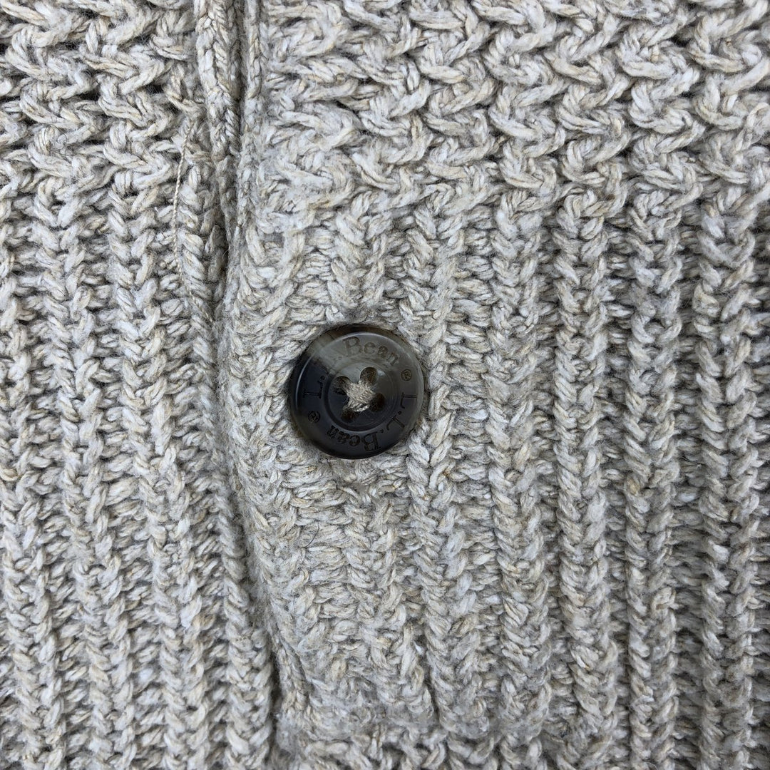90'S LL Bean Henley Neck Cotton Knit Sweater, Made in USA, Men's Size L (approx.), Vintage cotton pale white type Vintage Second Hand