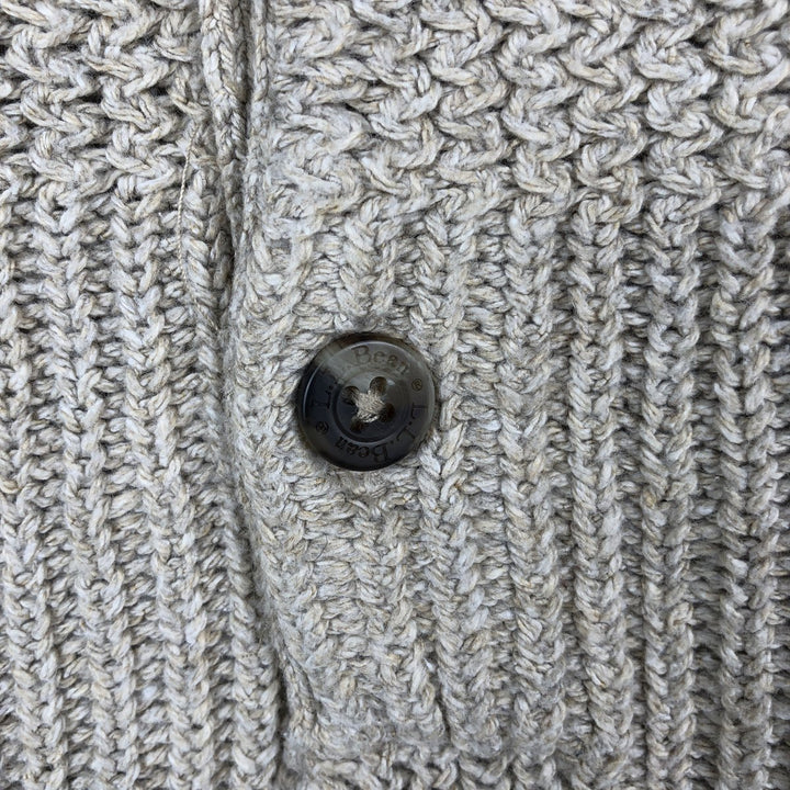 90'S LL Bean Henley Neck Cotton Knit Sweater, Made in USA, Men's Size L (approx.), Vintage cotton pale white type Vintage Second Hand