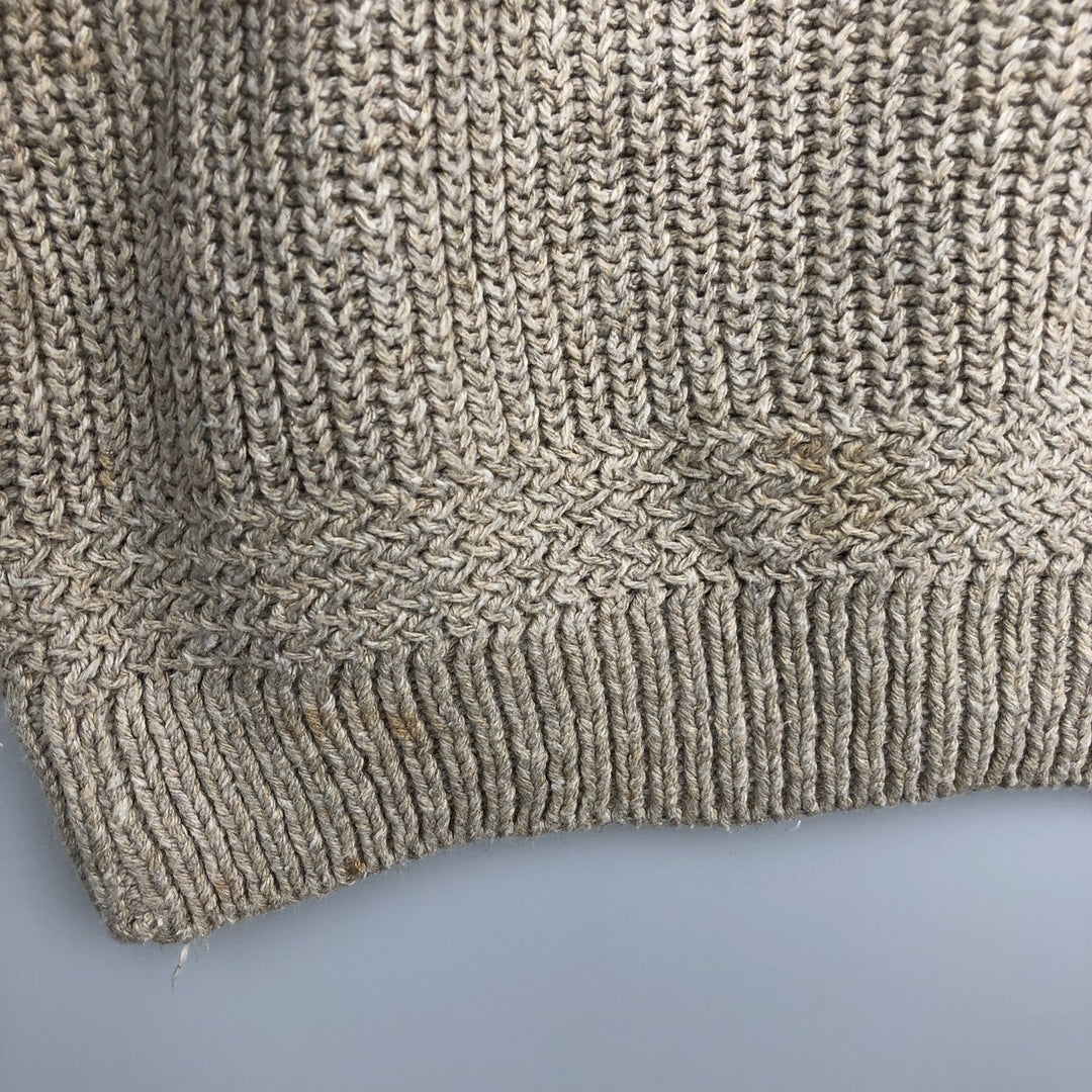 90'S LL Bean Henley Neck Cotton Knit Sweater, Made in USA, Men's Size L (approx.), Vintage cotton pale white type Vintage Second Hand