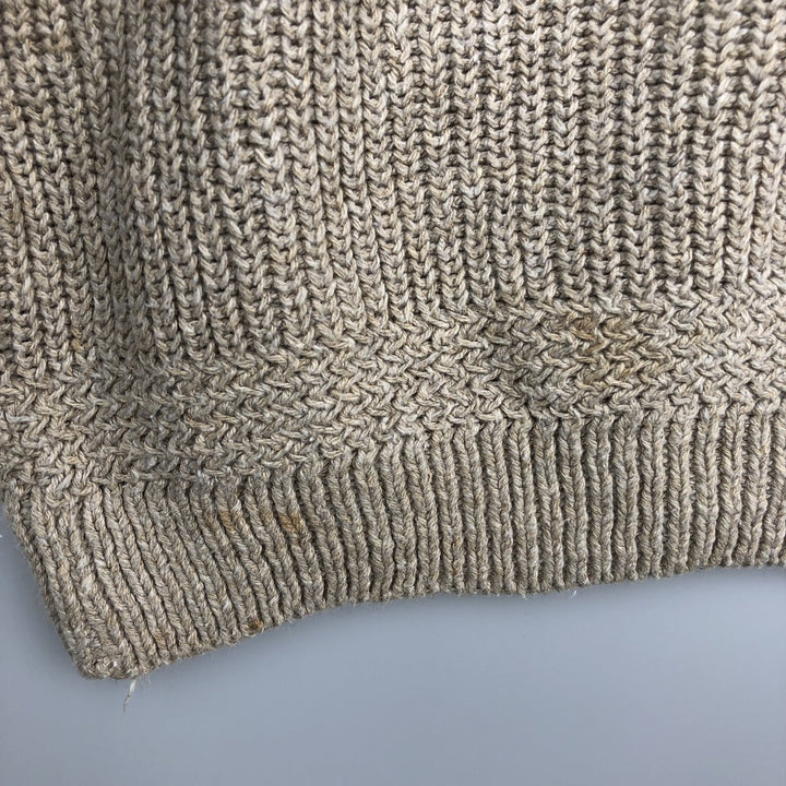 90'S LL Bean Henley Neck Cotton Knit Sweater, Made in USA, Men's Size L (approx.), Vintage cotton pale white type Vintage Second Hand