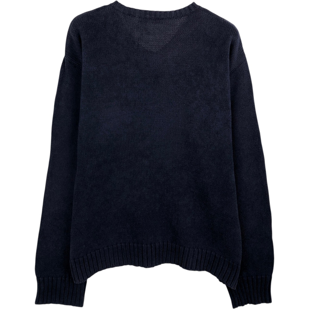 Ralph Lauren POLO by Ralph Lauren V-neck cotton knit sweater, men's XL size cotton navy blue type Vintage Second Hand