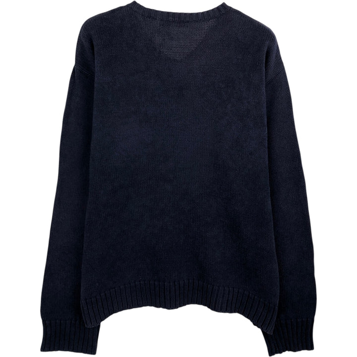 Ralph Lauren POLO by Ralph Lauren V-neck cotton knit sweater, men's XL size cotton navy blue type Vintage Second Hand