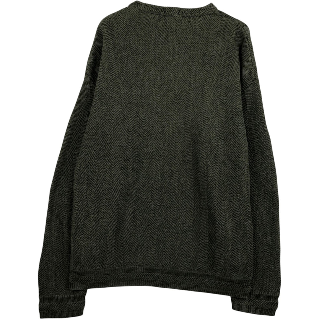 Ralph Lauren CHAPS Herringbone Cotton Knit Sweater, Men's Size L cotton Green type dark green Vintage Second Hand