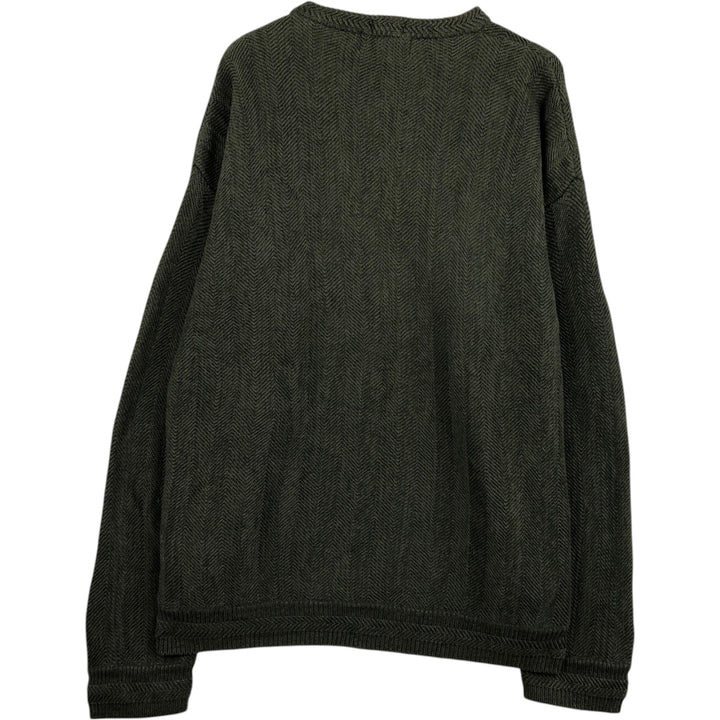 Ralph Lauren CHAPS Herringbone Cotton Knit Sweater, Men's Size L cotton Green type dark green Vintage Second Hand
