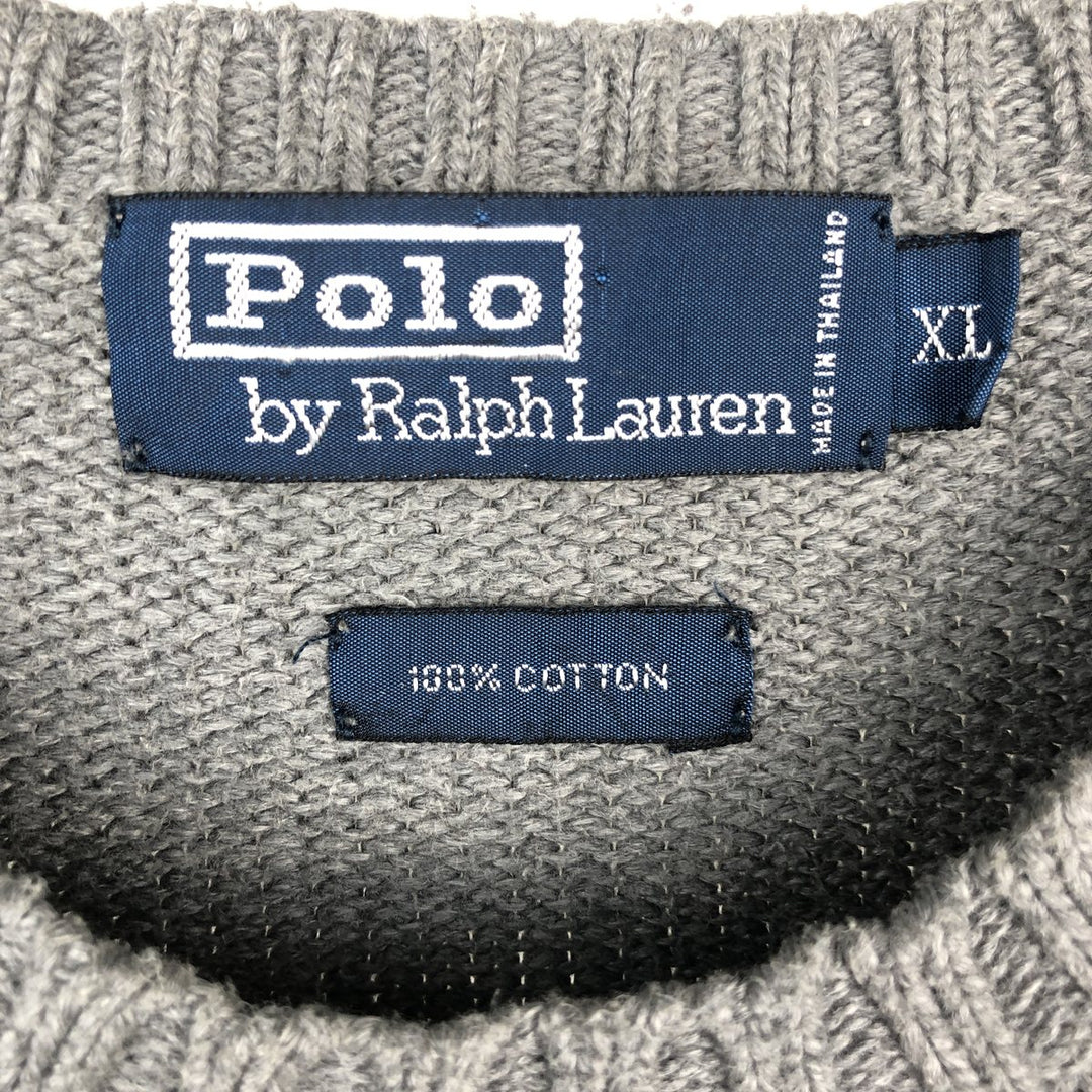 Ralph Lauren POLO by Ralph Lauren Cotton Knit Sweater Men's XL cotton gray type Vintage Second Hand