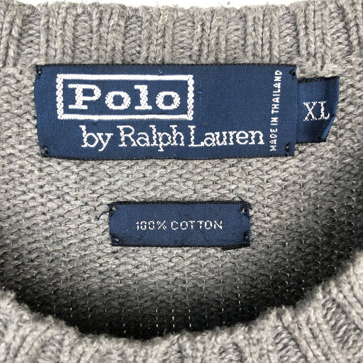 Ralph Lauren POLO by Ralph Lauren Cotton Knit Sweater Men's XL cotton gray type Vintage Second Hand