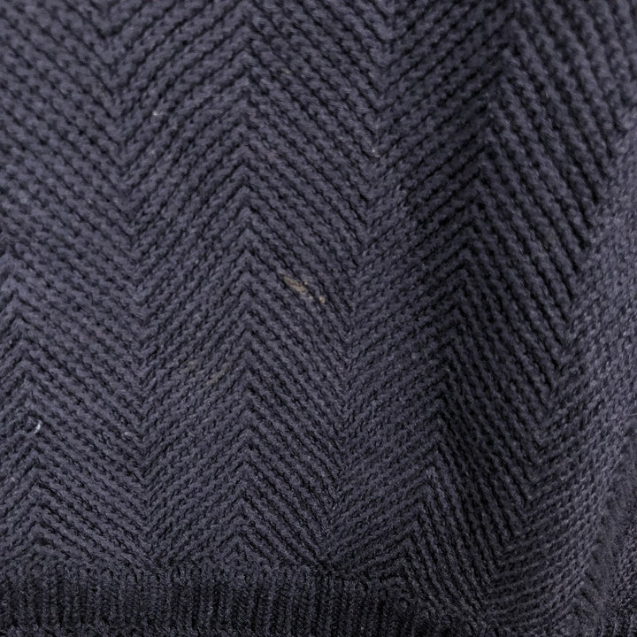 Ralph Lauren CHAPS herringbone cotton knit sweater, men's size M cotton navy blue type Vintage Second Hand