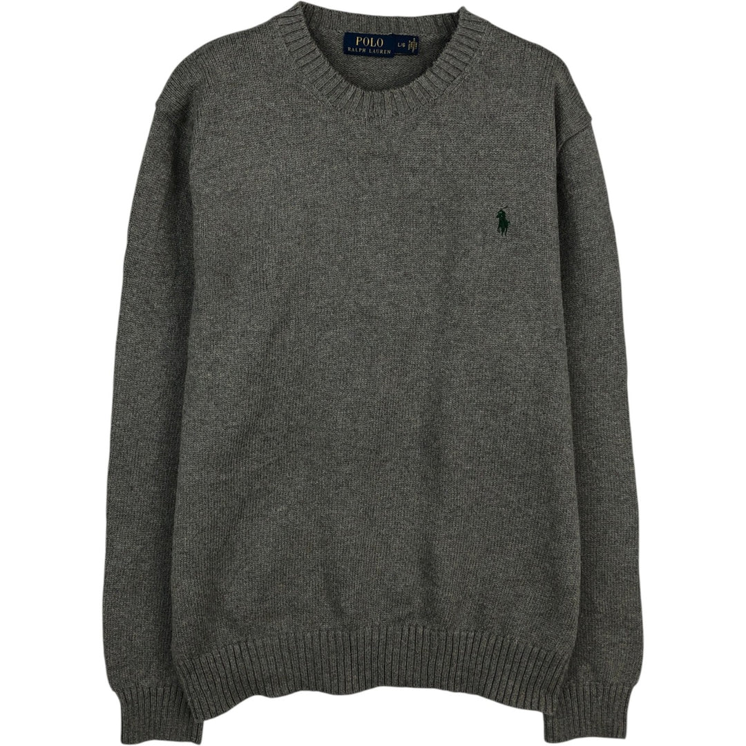 Ralph Lauren POLO RALPH LAUREN Cotton Knit Sweater Men's Size L cotton gray type Vintage Second Hand