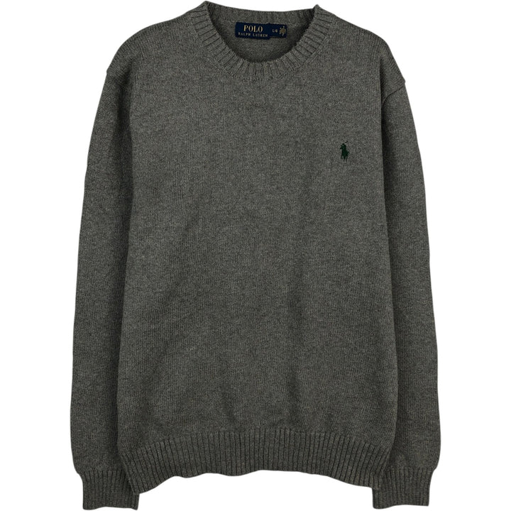 Ralph Lauren POLO RALPH LAUREN Cotton Knit Sweater Men's Size L cotton gray type Vintage Second Hand