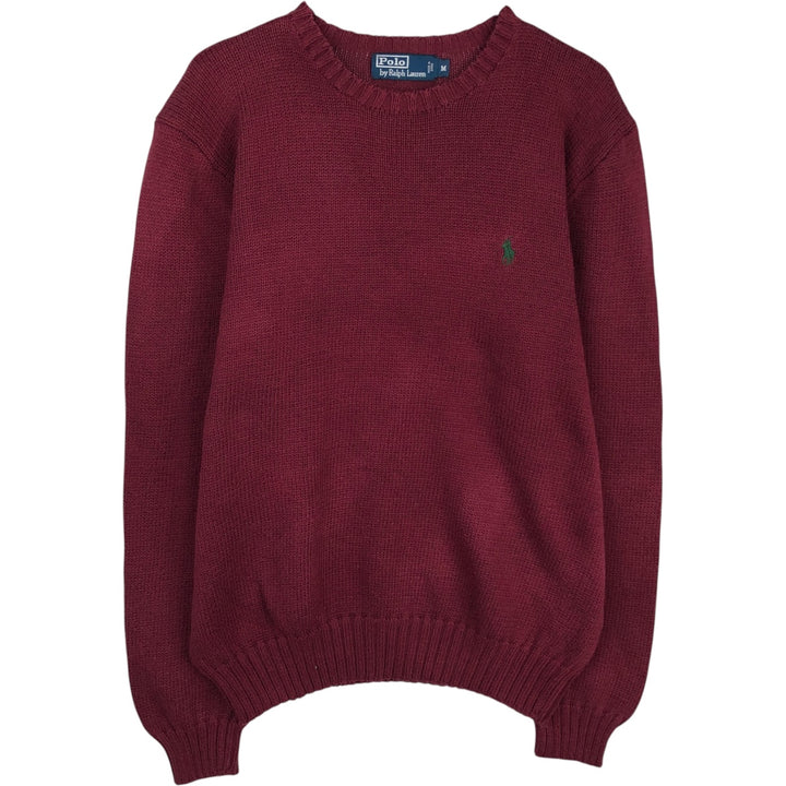Ralph Lauren POLO by Ralph Lauren Cotton Knit Sweater Men's M Size unclear wine-red Vintage Second Hand