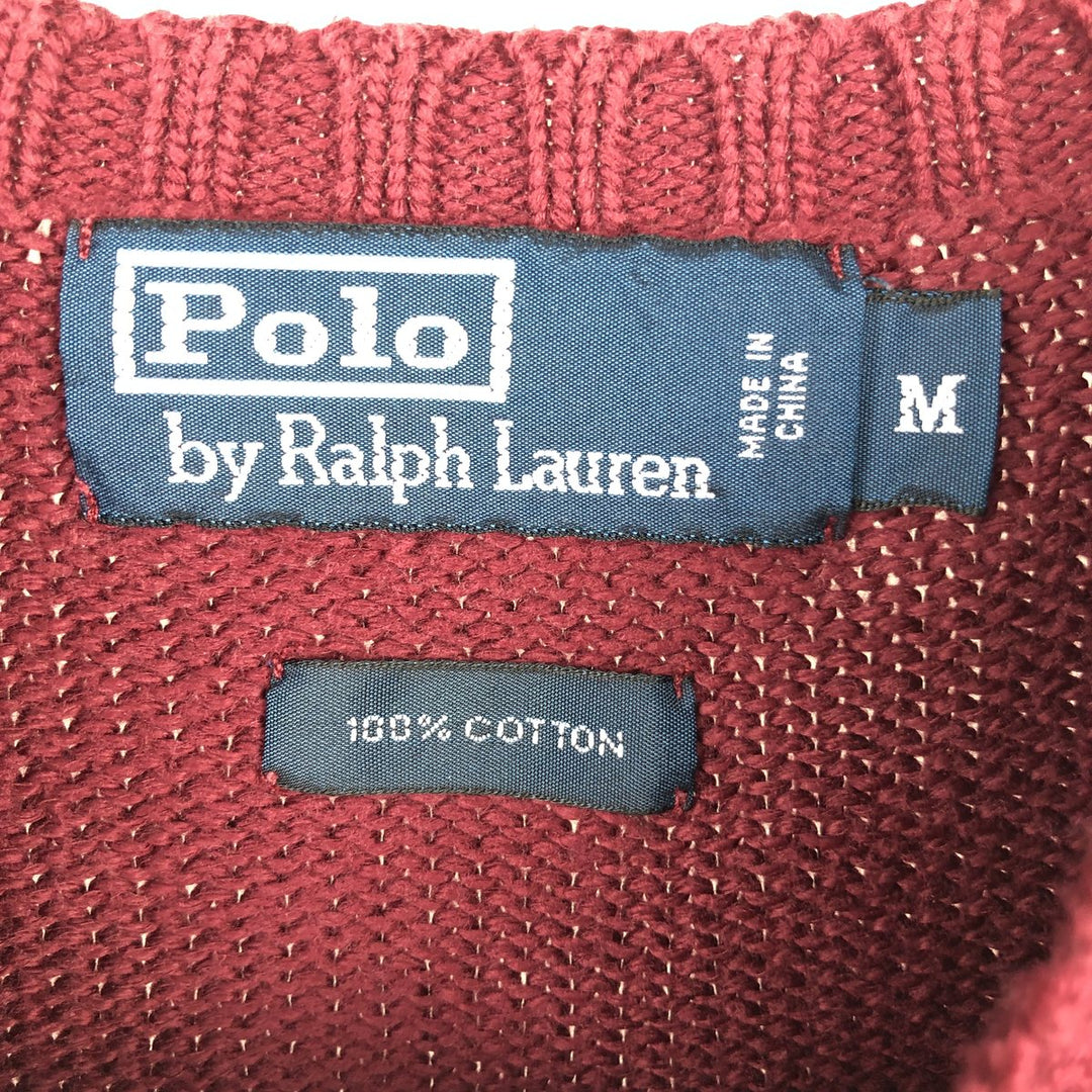 Ralph Lauren POLO by Ralph Lauren Cotton Knit Sweater Men's M Size unclear wine-red Vintage Second Hand