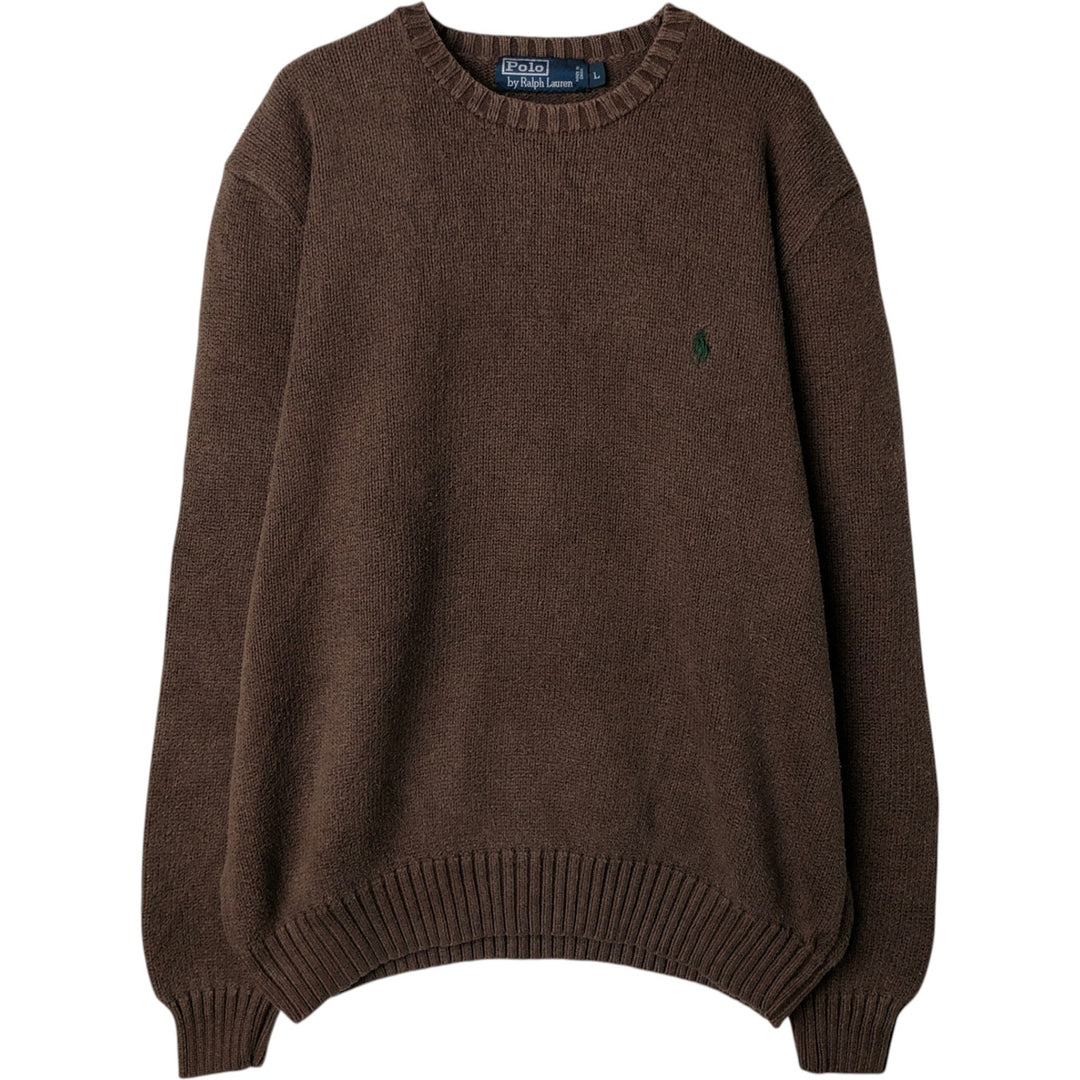 Ralph Lauren POLO by Ralph Lauren Cotton Knit Sweater Men's L size cotton brown type Vintage Second Hand