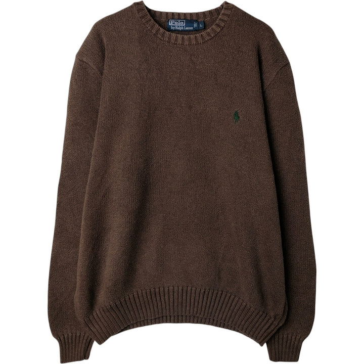 Ralph Lauren POLO by Ralph Lauren Cotton Knit Sweater Men's L size cotton brown type Vintage Second Hand