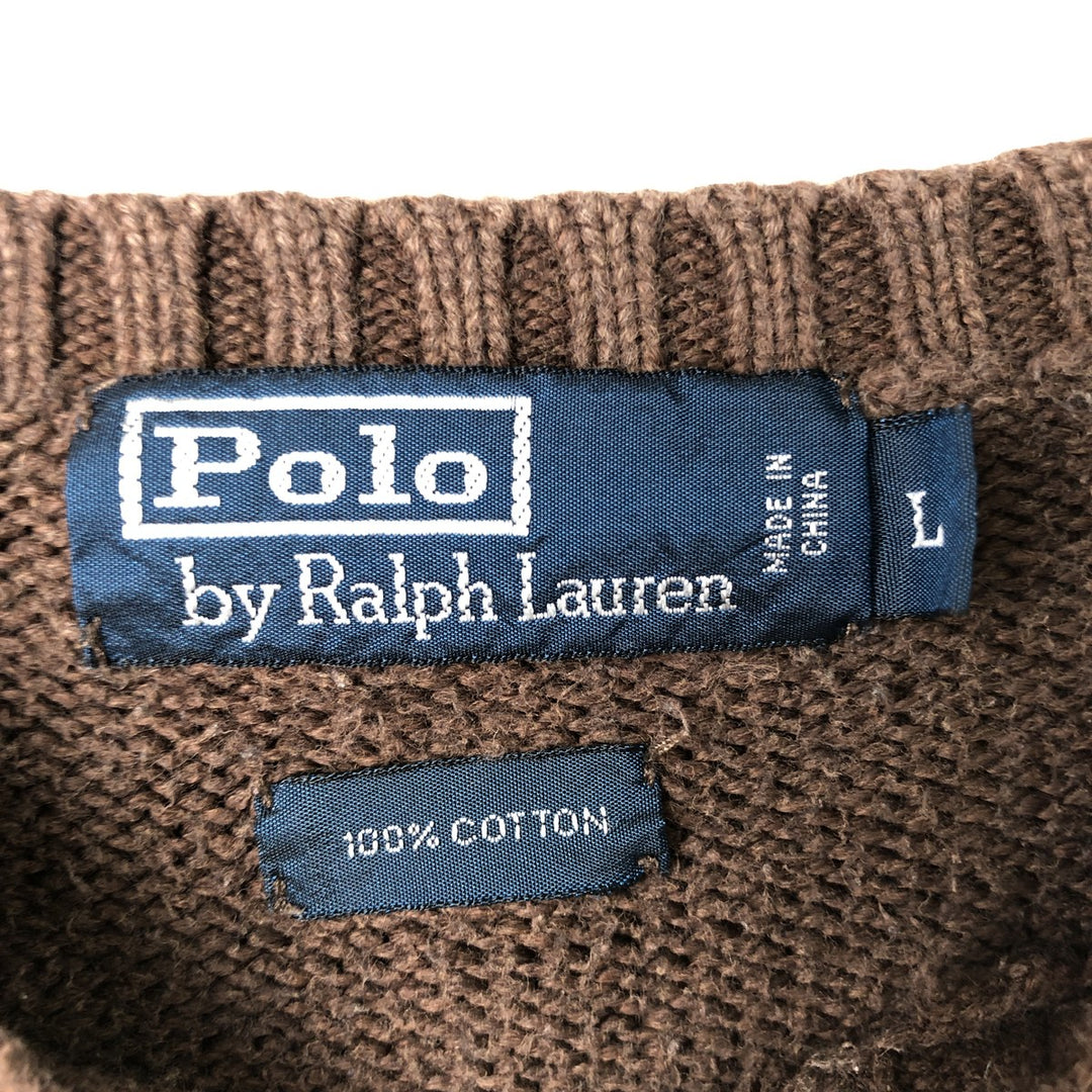 Ralph Lauren POLO by Ralph Lauren Cotton Knit Sweater Men's L size cotton brown type Vintage Second Hand