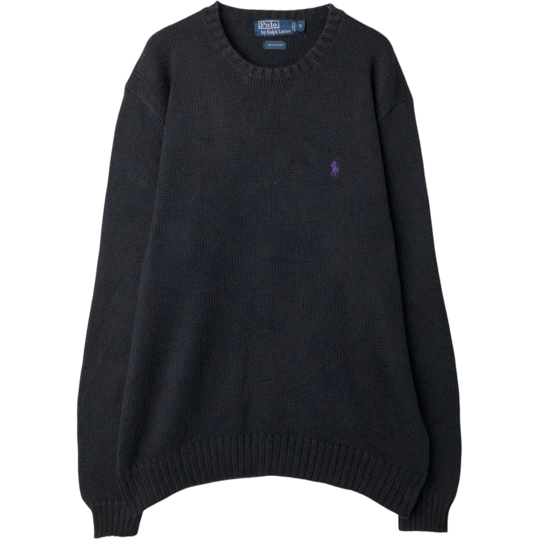 Ralph Lauren POLO by Ralph Lauren Cotton Knit Sweater Men's M Size cotton black type Vintage Second Hand