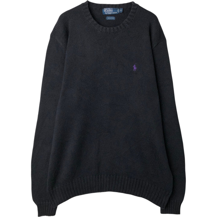 Ralph Lauren POLO by Ralph Lauren Cotton Knit Sweater Men's M Size cotton black type Vintage Second Hand