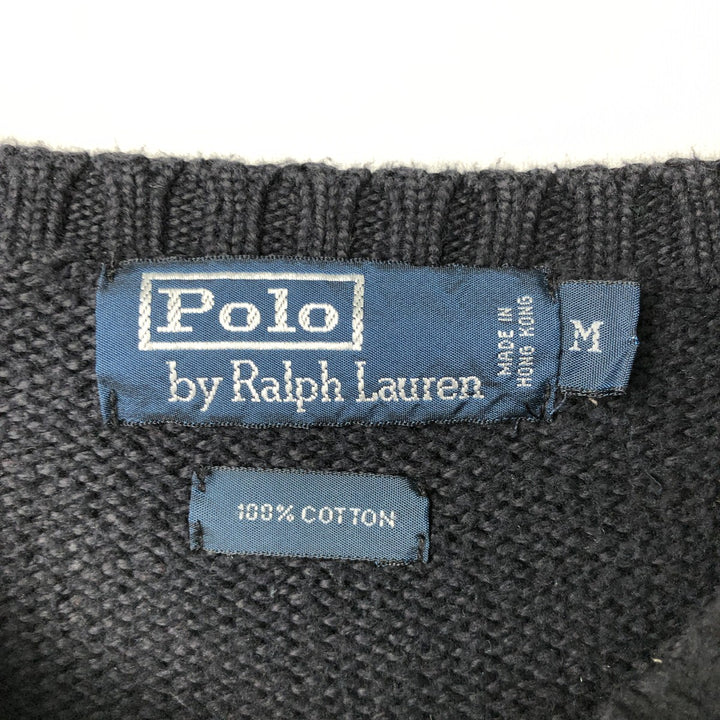 Ralph Lauren POLO by Ralph Lauren Cotton Knit Sweater Men's M Size cotton black type Vintage Second Hand
