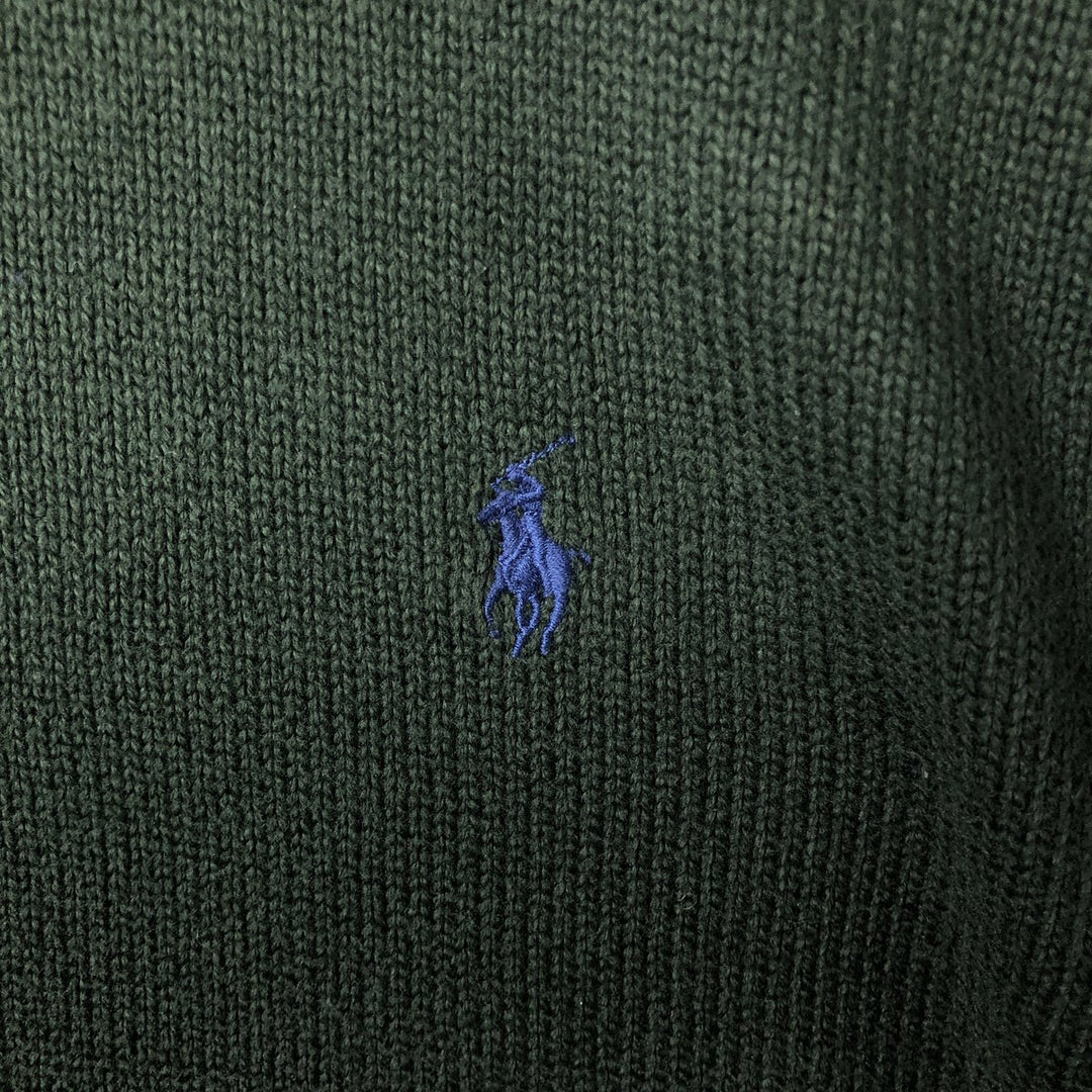 Ralph Lauren POLO RALPH LAUREN Half-Button Knit Sweater, Men's Size XL (approx.) cotton green type Vintage Second Hand