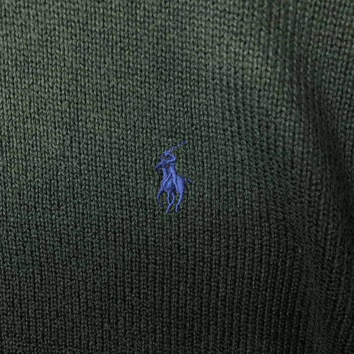 Ralph Lauren POLO RALPH LAUREN Half-Button Knit Sweater, Men's Size XL (approx.) cotton green type Vintage Second Hand