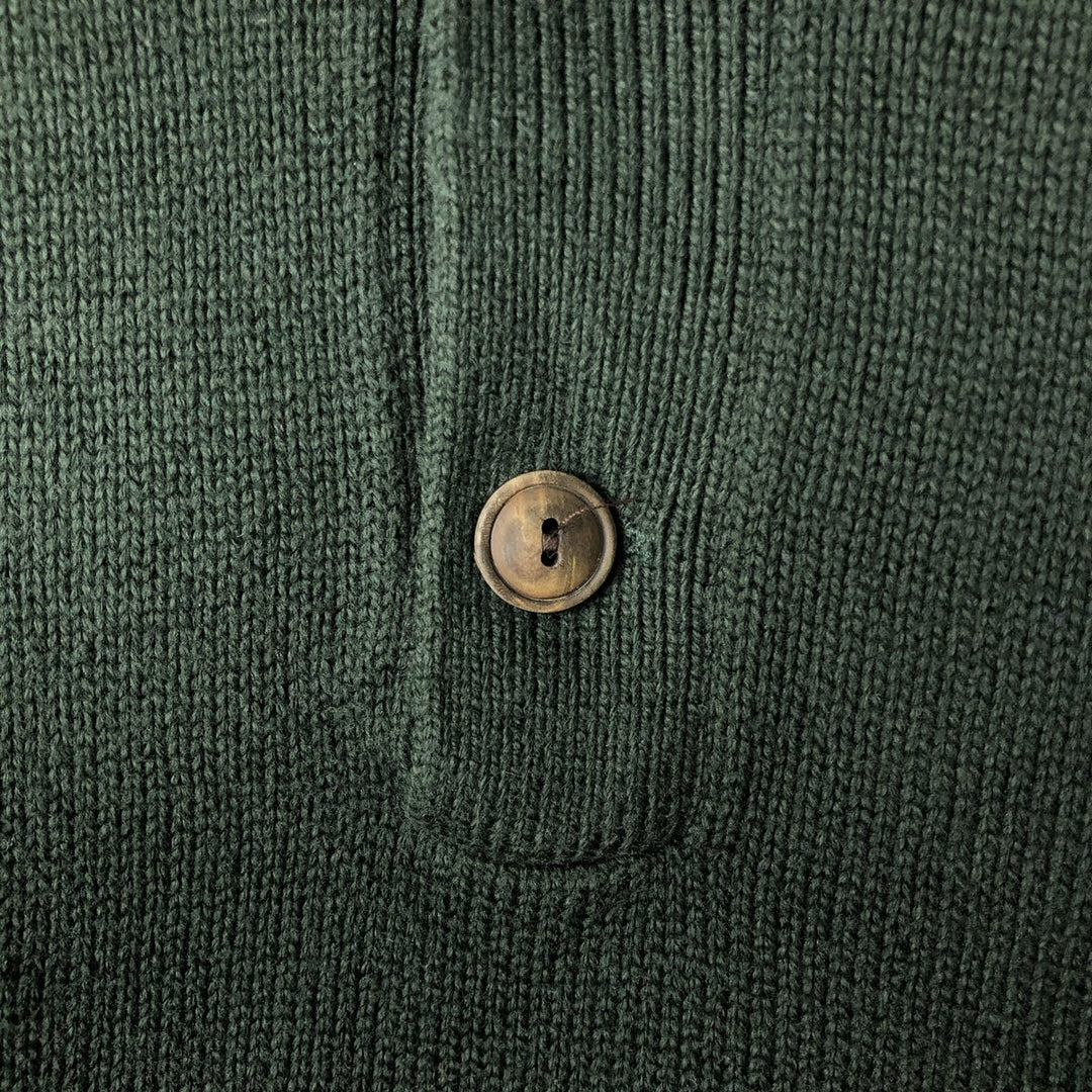Ralph Lauren POLO RALPH LAUREN Half-Button Knit Sweater, Men's Size XL (approx.) cotton green type Vintage Second Hand
