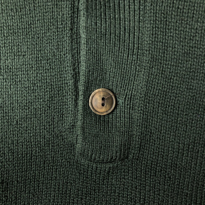 Ralph Lauren POLO RALPH LAUREN Half-Button Knit Sweater, Men's Size XL (approx.) cotton green type Vintage Second Hand