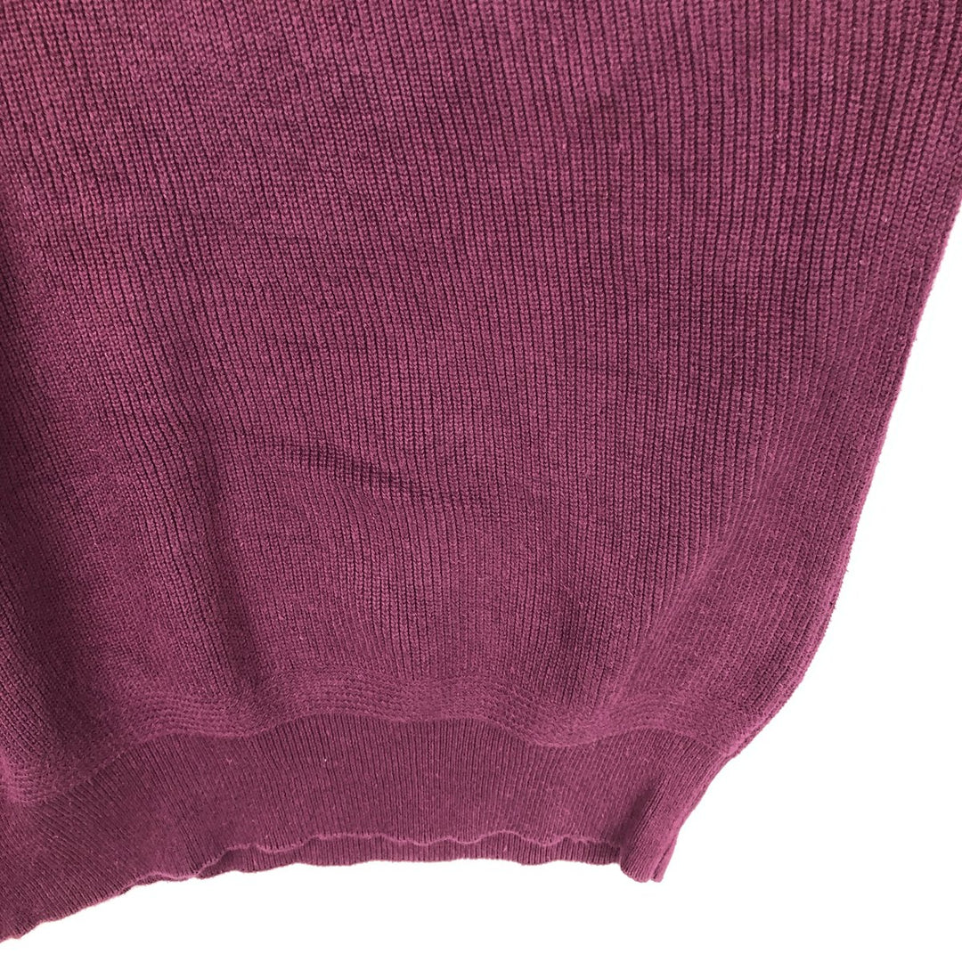 1990'S Eddie Bauer Black Tag Henley Neck Cotton Knit Sweater, Men's Size L (Equivalent), Vintage cotton red type reddish brown Vintage Second Hand