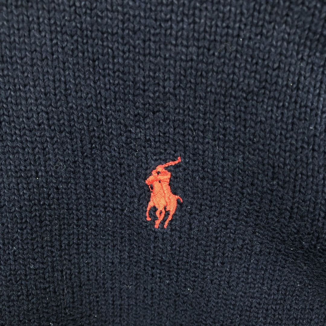 Ralph Lauren POLO by Ralph Lauren Cotton Knit Sweater Men's L size cotton navy blue type Vintage Second Hand