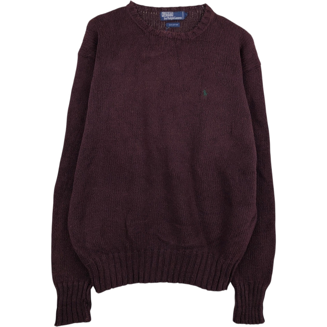 Ralph Lauren POLO by Ralph Lauren Cotton Knit Sweater Men's L size cotton wine-red Vintage Second Hand