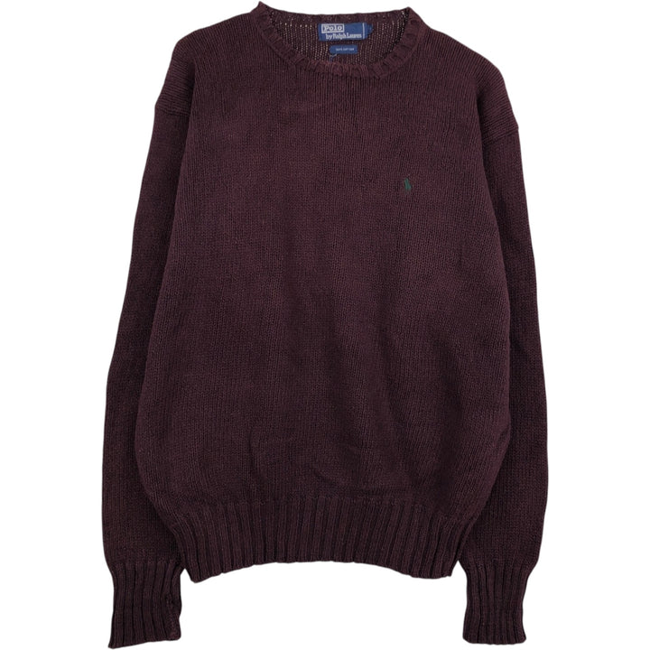Ralph Lauren POLO by Ralph Lauren Cotton Knit Sweater Men's L size cotton wine-red Vintage Second Hand