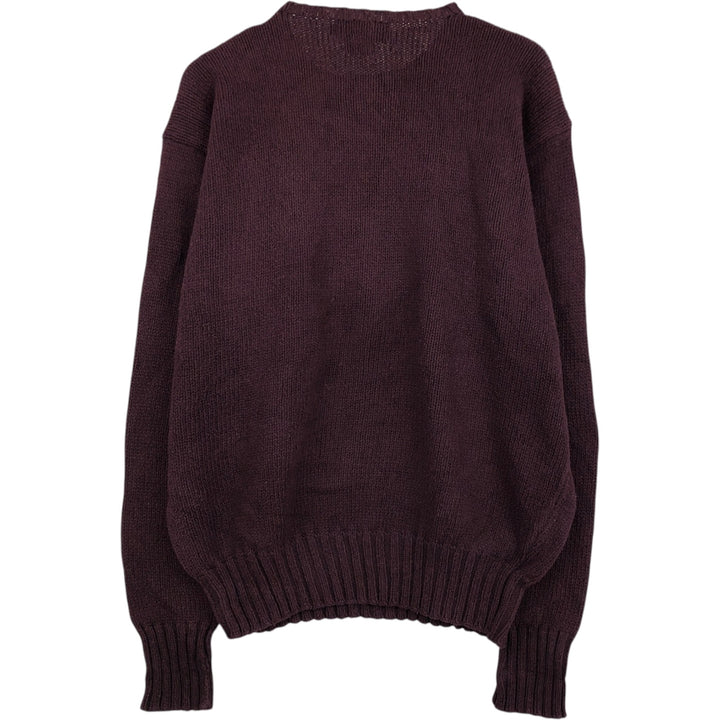 Ralph Lauren POLO by Ralph Lauren Cotton Knit Sweater Men's L size cotton wine-red Vintage Second Hand