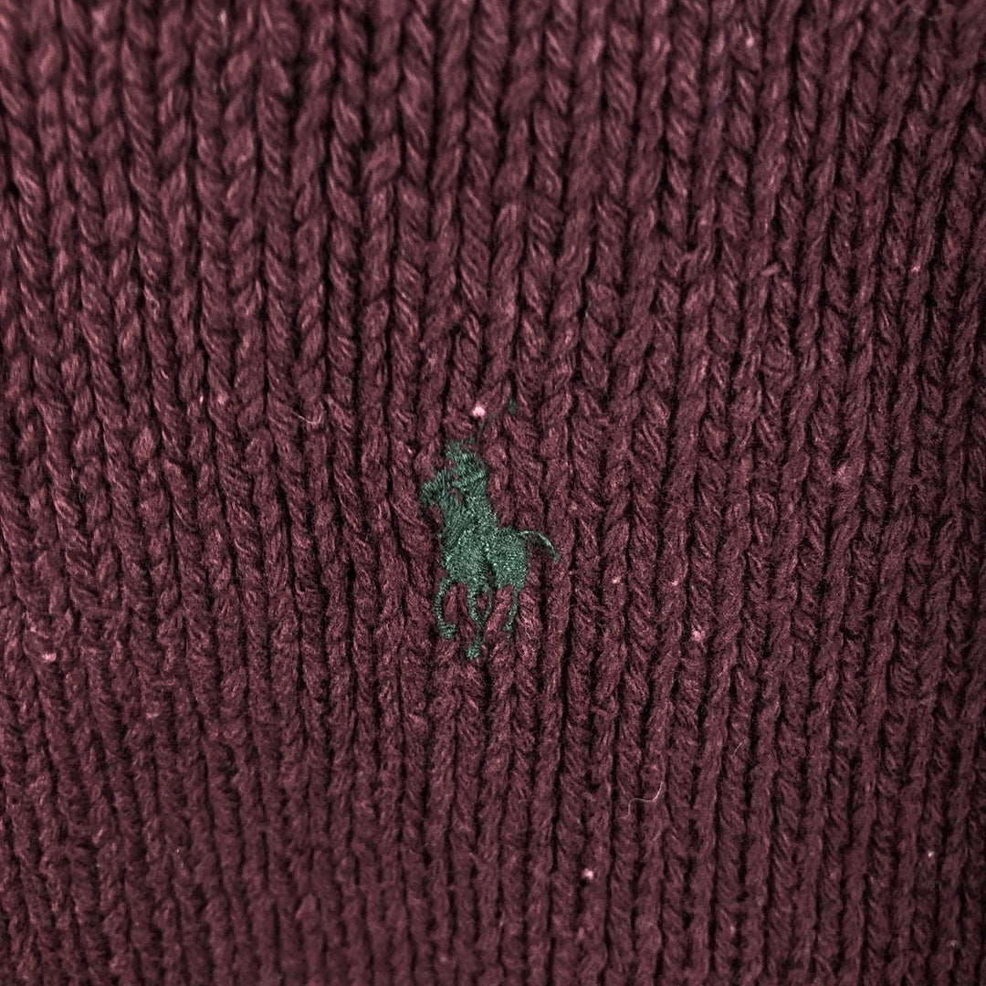 Ralph Lauren POLO by Ralph Lauren Cotton Knit Sweater Men's L size cotton wine-red Vintage Second Hand