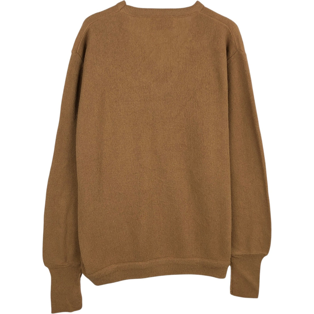 1980'S THE FOX COLLECTION JCPENNY V-neck cotton knit sweater, made in USA, men's size L equivalent, vintage. unclear brown type Vintage Second Hand