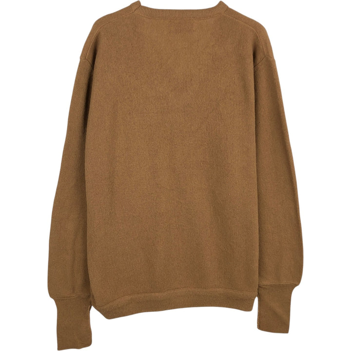 1980'S THE FOX COLLECTION JCPENNY V-neck cotton knit sweater, made in USA, men's size L equivalent, vintage. unclear brown type Vintage Second Hand