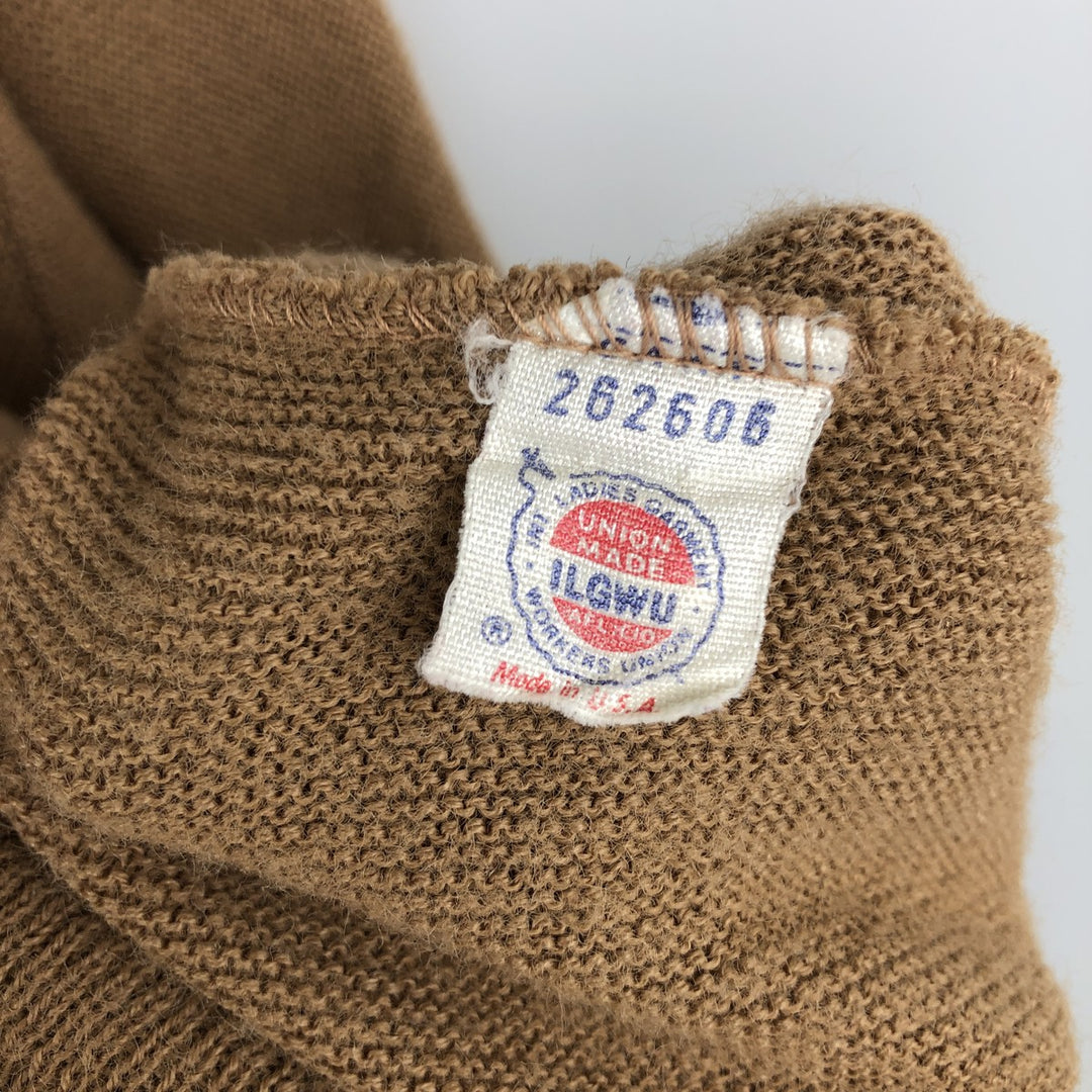 1980'S THE FOX COLLECTION JCPENNY V-neck cotton knit sweater, made in USA, men's size L equivalent, vintage. unclear brown type Vintage Second Hand