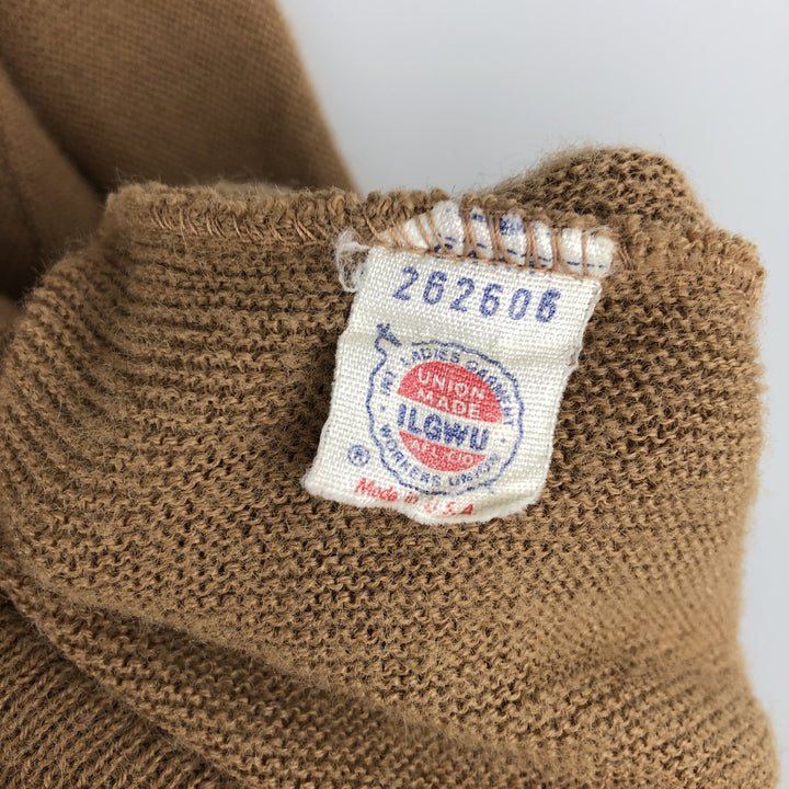 1980'S THE FOX COLLECTION JCPENNY V-neck cotton knit sweater, made in USA, men's size L equivalent, vintage. unclear brown type Vintage Second Hand