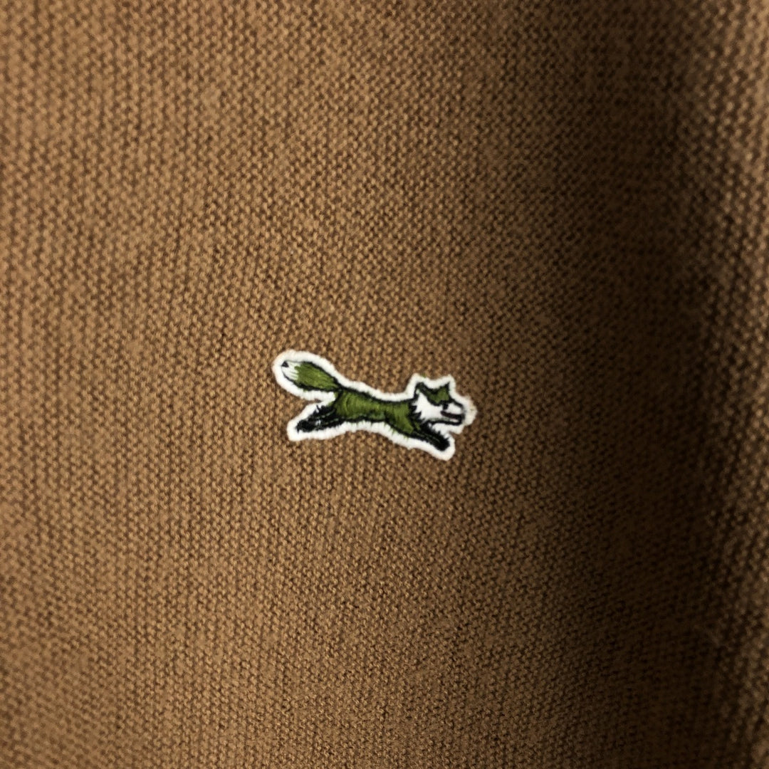 1980'S THE FOX COLLECTION JCPENNY V-neck cotton knit sweater, made in USA, men's size L equivalent, vintage. unclear brown type Vintage Second Hand