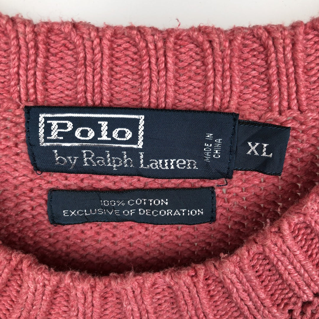 Ralph Lauren POLO by Ralph Lauren Cotton Knit Sweater Men's XL cotton pink type Vintage Second Hand