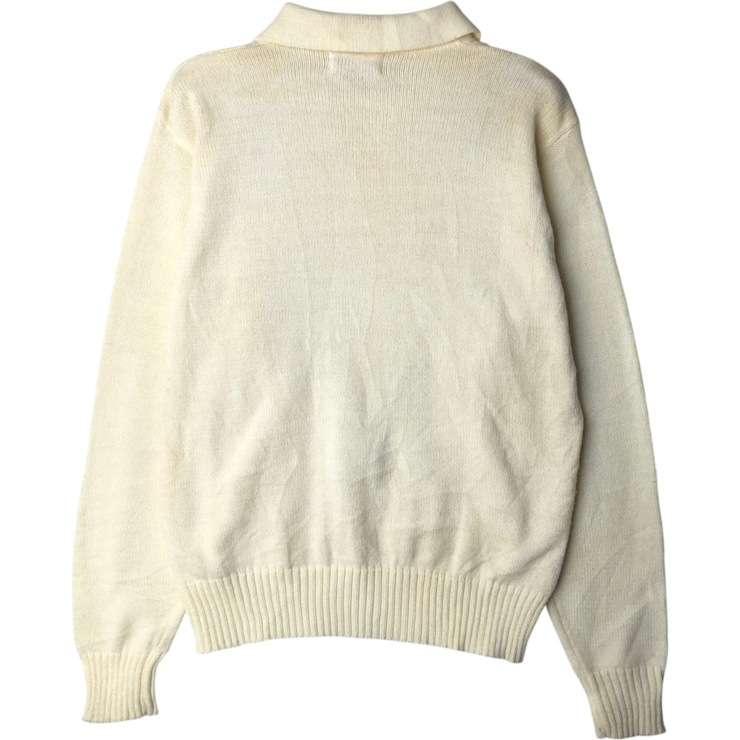 KING ROAD Plain Polo Knit Sweater, Men's Size L (approx.) acrylic unbleached Vintage Second Hand
