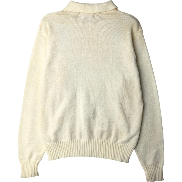KING ROAD Plain Polo Knit Sweater, Men's Size L (approx.) acrylic unbleached Vintage Second Hand