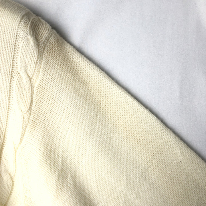 KING ROAD Plain Polo Knit Sweater, Men's Size L (approx.) acrylic unbleached Vintage Second Hand