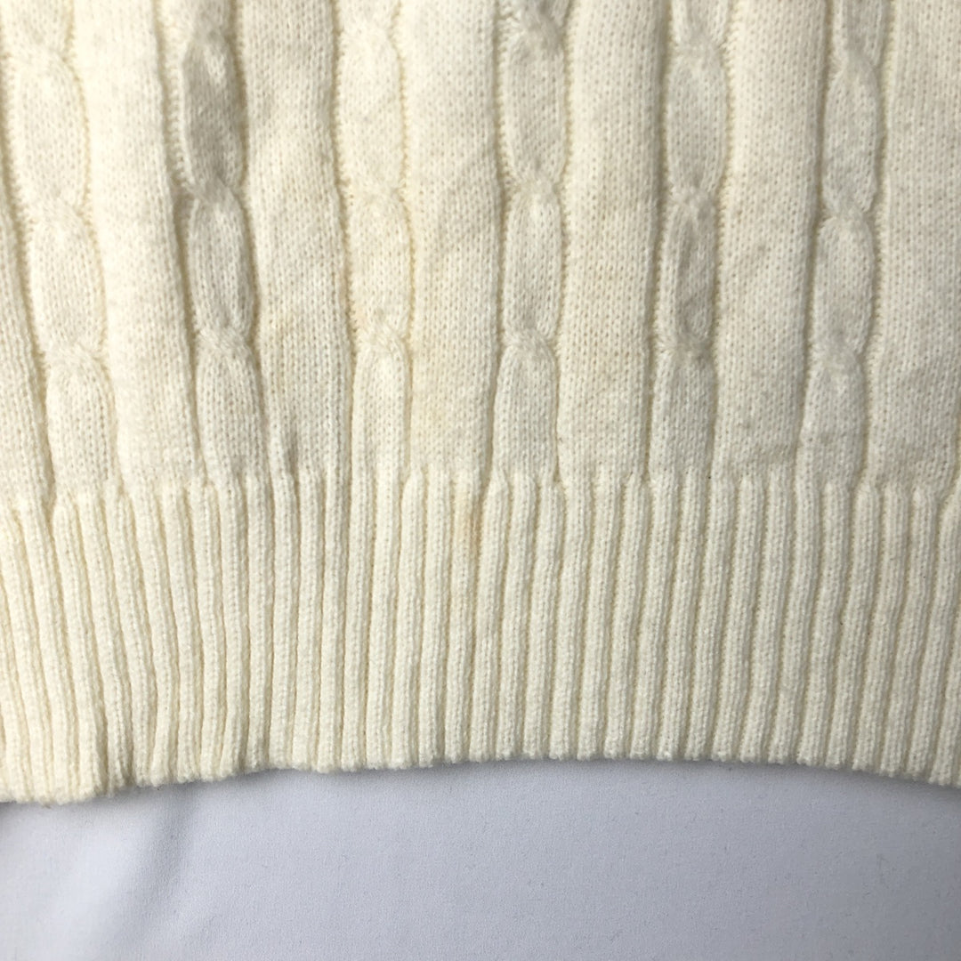 KING ROAD Plain Polo Knit Sweater, Men's Size L (approx.) acrylic unbleached Vintage Second Hand