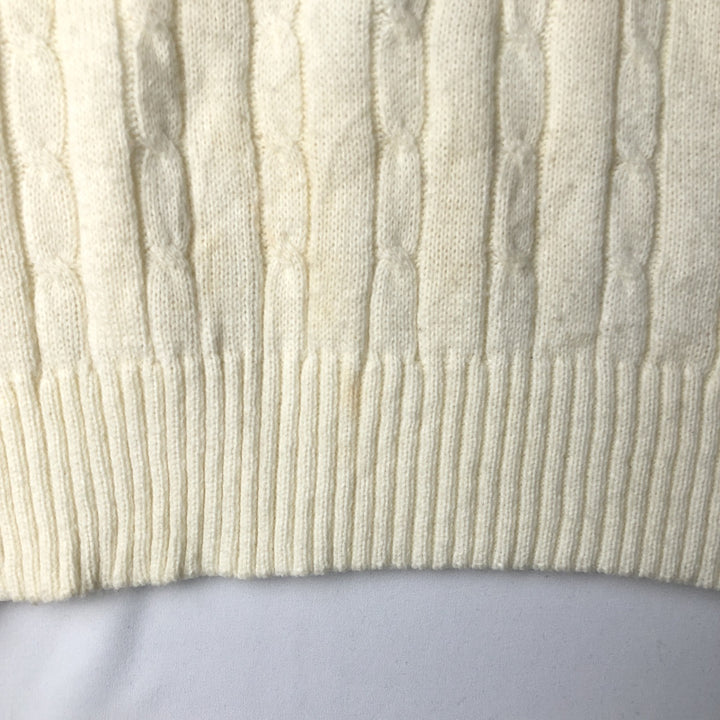 KING ROAD Plain Polo Knit Sweater, Men's Size L (approx.) acrylic unbleached Vintage Second Hand